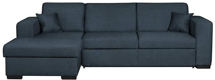 Canapé d'angle gauche convertible avec coffre tissu bleu BAHAMAS