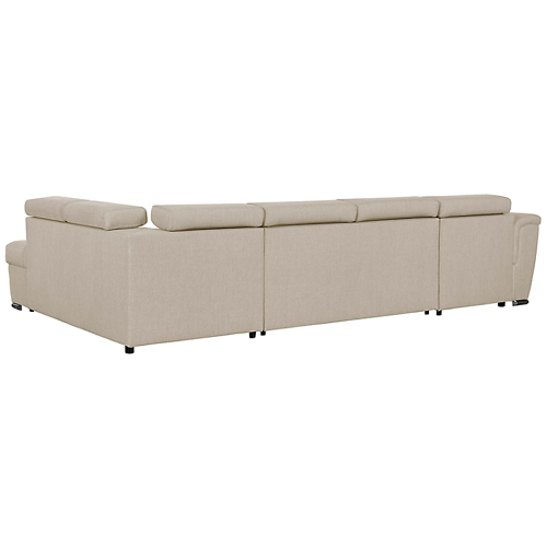 Canapé panoramique convertible avec 2 coffres en tissu - Beige