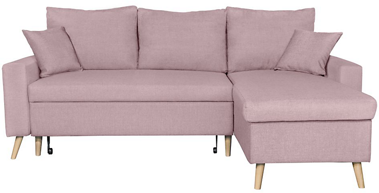 Canapé d'angle scandinave réversible convertible avec coffre en tissu - Vieux rose