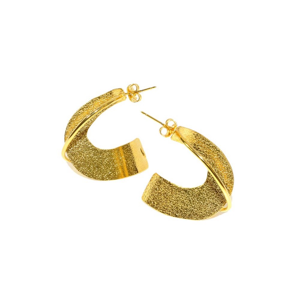 Boucles D'oreilles Créoles Losange 20mm Plaqué Or Laminé - Neuf Avec étiquettes, Style Tendance Pour Femme