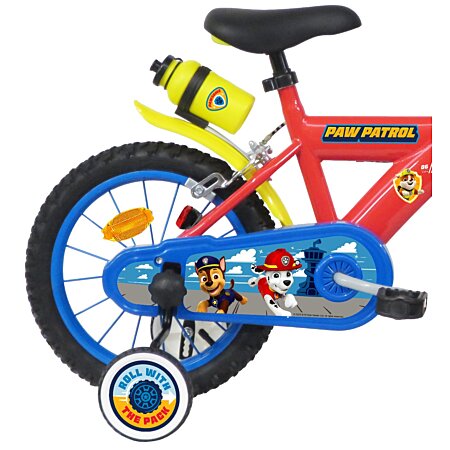 Vélo 14 Garçon Licence Pat Patrouille + casque pour enfant de 4 à 6 ans  avec stabilisateurs à molettes - Gourde - Plaque décorative - 2 freins au  meilleur prix