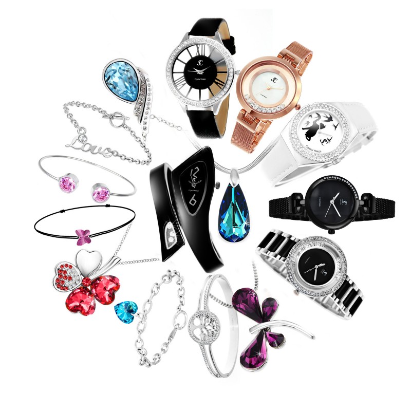 Box mensuelle SC Crystal 2 montres et 4 bijoux femme au meilleur