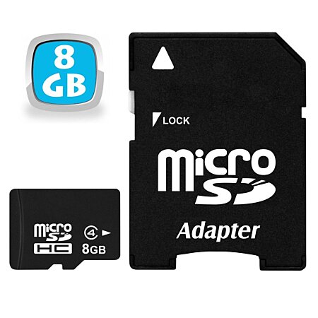 Carte Micro SD 8 Go + Adaptateur Carte SD Classe 10 Smartphone