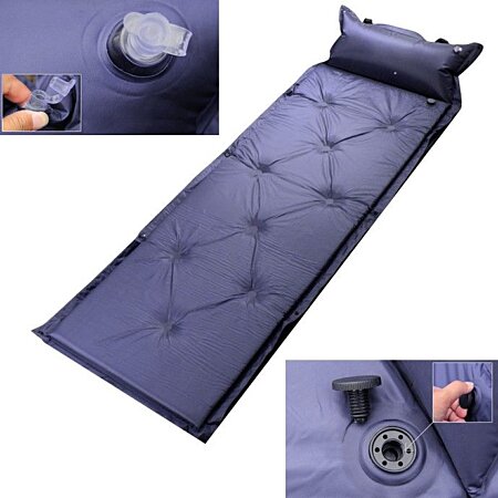 Matelas Couchage Fin Auto Gonflable Enroulable Oreiller Camping