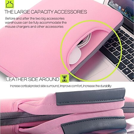 Sacoche pour ordinateur portable GENERIQUE Sac pour mac apple 15'  housse protection pochette sacoche ordinateur portable 15 pouces (rose)