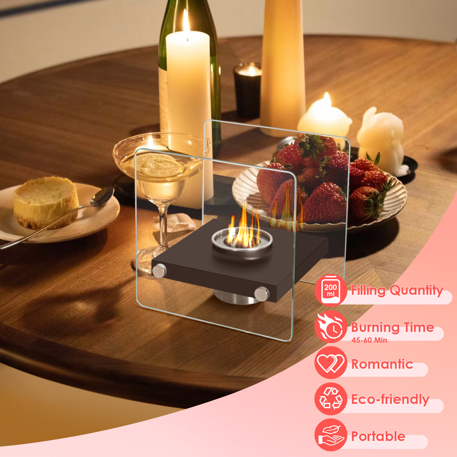 Fiametta Bio éthanol Cheminée Décorative - Cheminée De Table - Cheminée