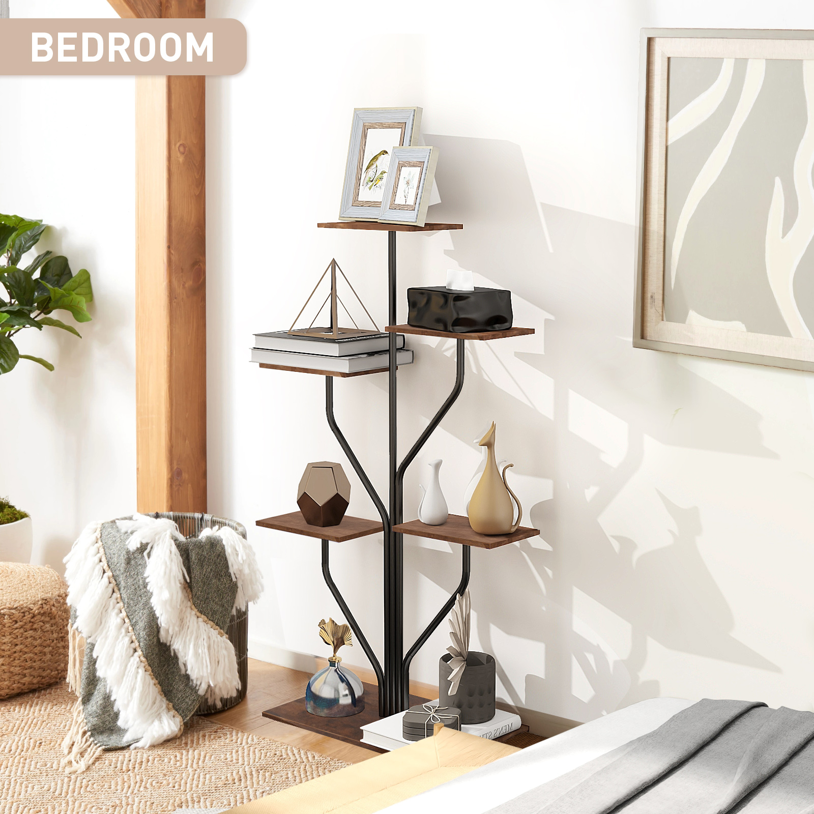 BACEKOLL Support Pour Plantes D'intérieur Avec Lampes De Culture, étagère En Métal En Forme De S