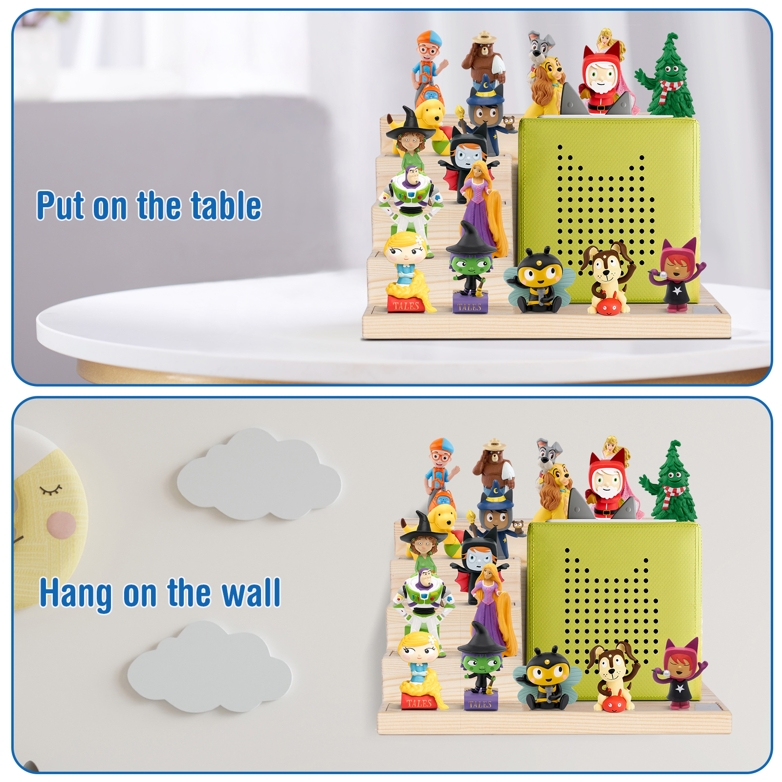 Rangement Toniebox Enfant Étagère Murale Magnétique Pour Toniebox - Support Avec Place Pour 10 Figurines, Rose Rangement Figurines Tonies