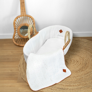 Couffin Bébé Sevira Kids Jeanne - Inclut Matelas, Habillage Et Drap Housse - Gaze De Coton - Fabriqué En France - 0-6 Mois