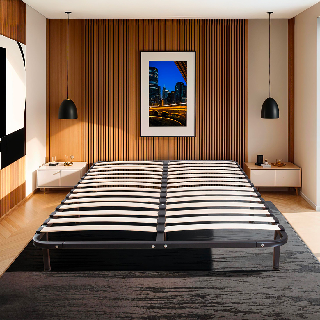 Coemo Sommier à Lattes FIX 90 X 200 Cm Avec 13 Lattes à Ressorts – Non Réglable – Facile à Monter Soi-même – Cadre à Lattes Adapté à De Nombreux Types De