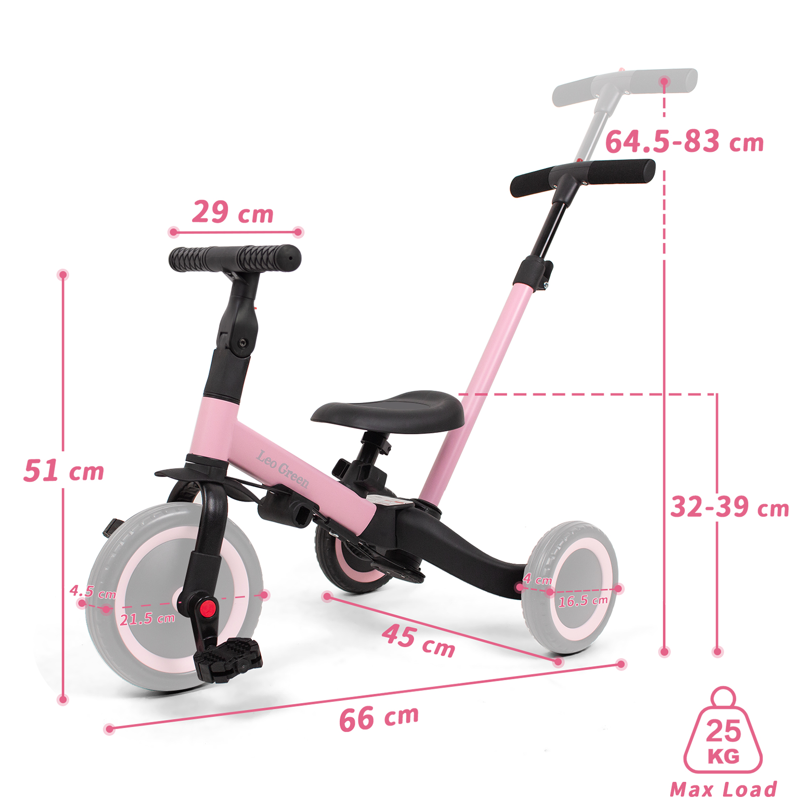 Draisiennes Tricycle pour Enfants 4 en 1 Pliable Poignée de Poussée