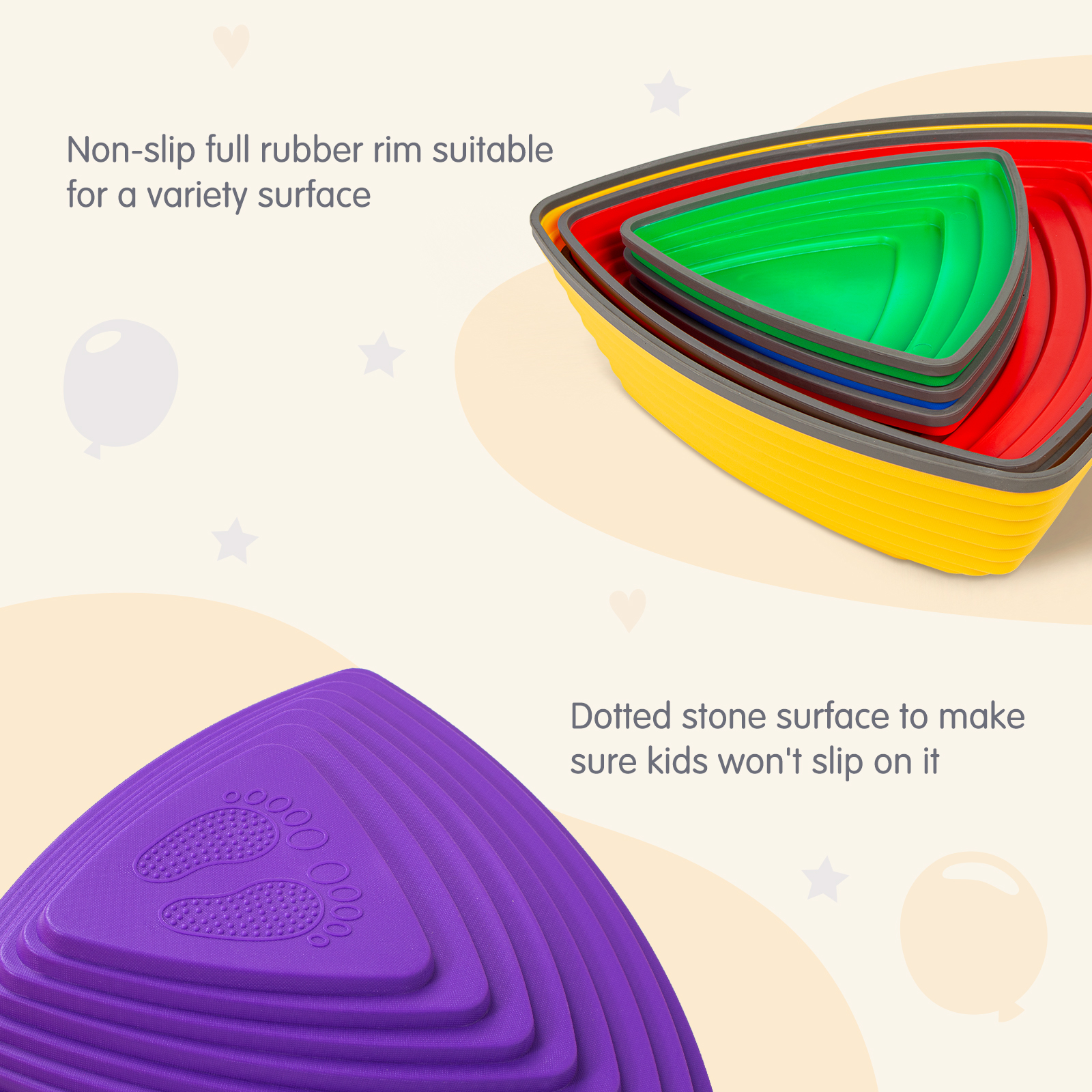 Jeu de Pierres d'Équilibre Colorées pour Enfants, Jouet de Rivière avec Texture Antidérapante