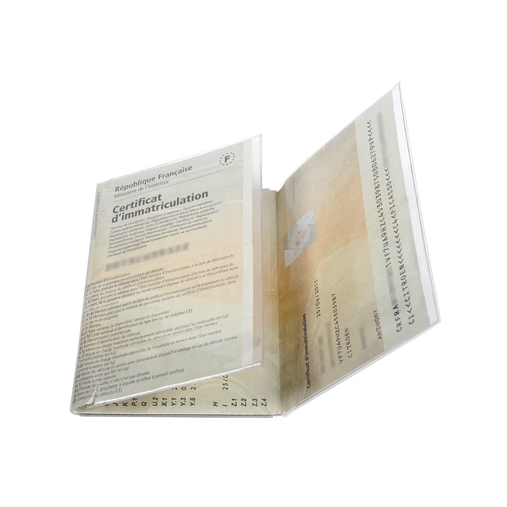 Etui Carte Grise Protection Document Voiture Transparent Moto Pochette  Plastique