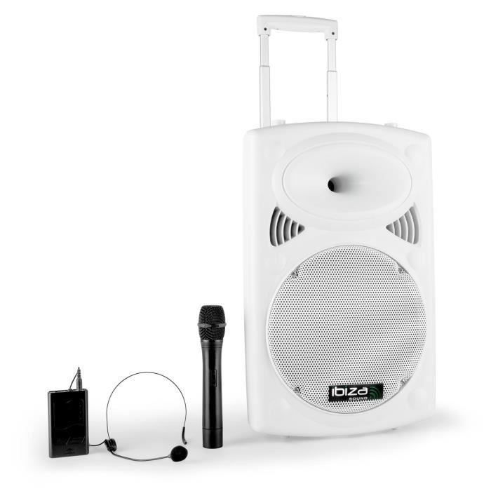 IBIZA Sound PORT12VHF-MKII sono portable sur batterie 12 350W RMS micro  sans fil usb mp3