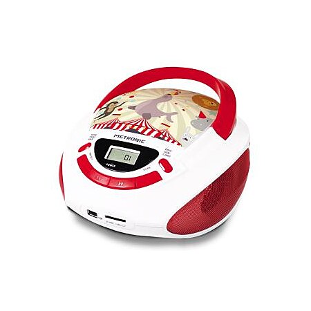 mini chaine hifi Radio Lecteur CD USB SD AUX-IN Enfant Circus rouge blanc  au meilleur prix