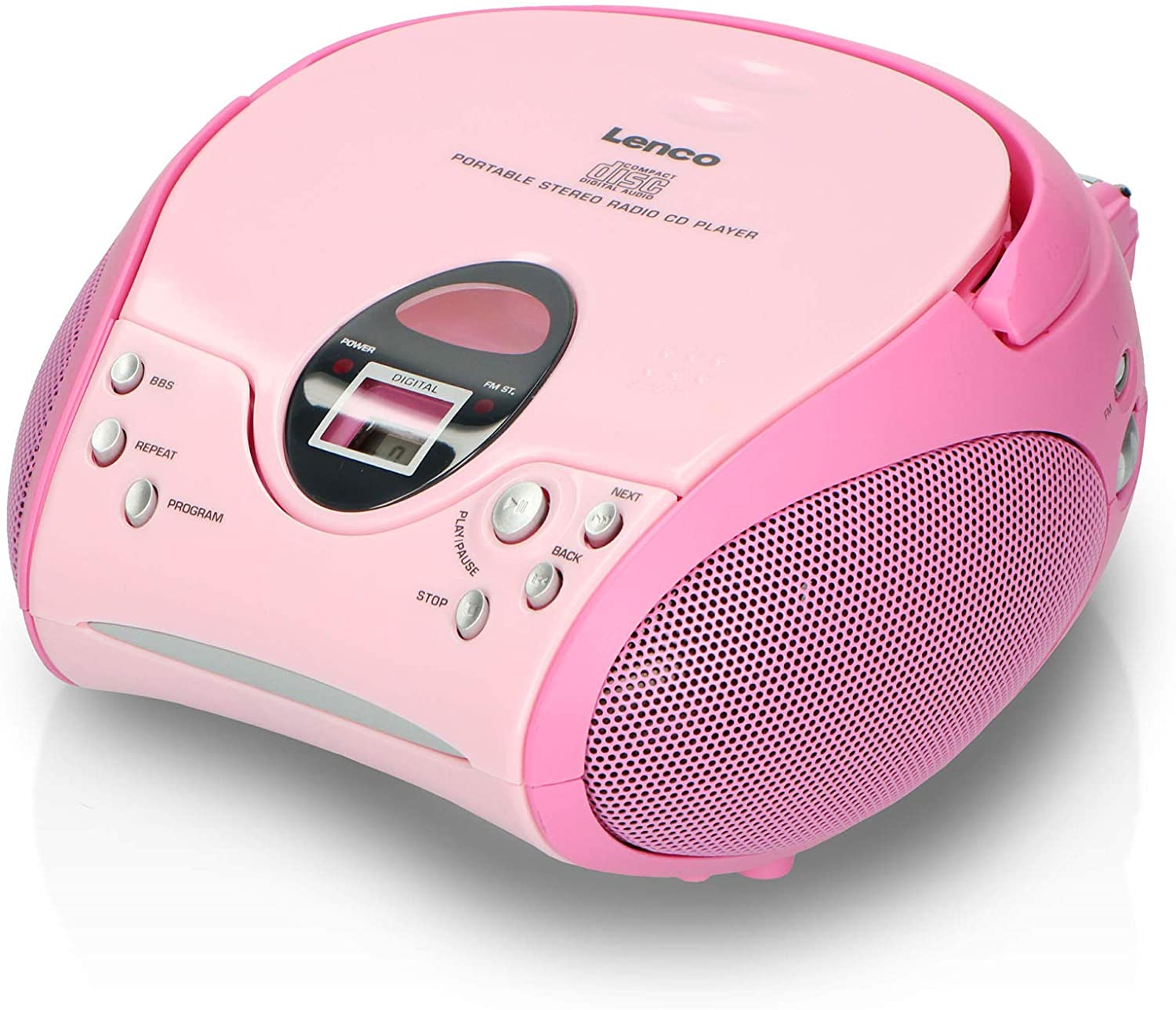 mini chaine hifi Radio Lecteur CD MP3 USB rose blanc