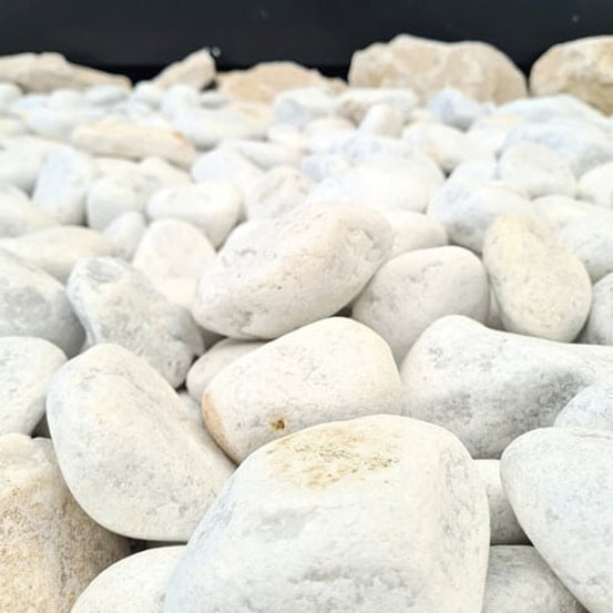 Kit Galets blanc géotextile Big Bag galet de marbre blanc 40/60  [environ 10m2 sur 5cm d'épaisseur] géotextile 25m2