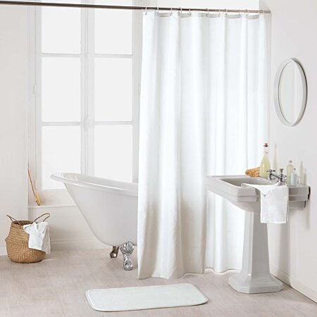 Rideau de douche (200 cm) Orchizen Blanc - Déco salle de bain - Eminza