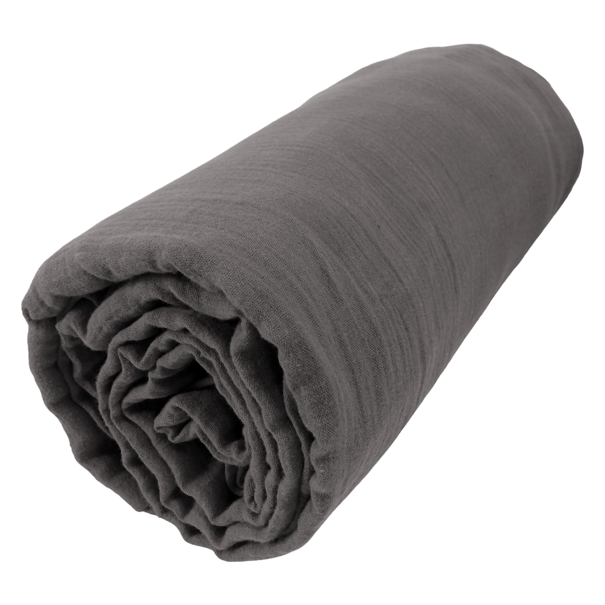 Drap housse flanelle unie 90x200 cm 100% coton WALES gris