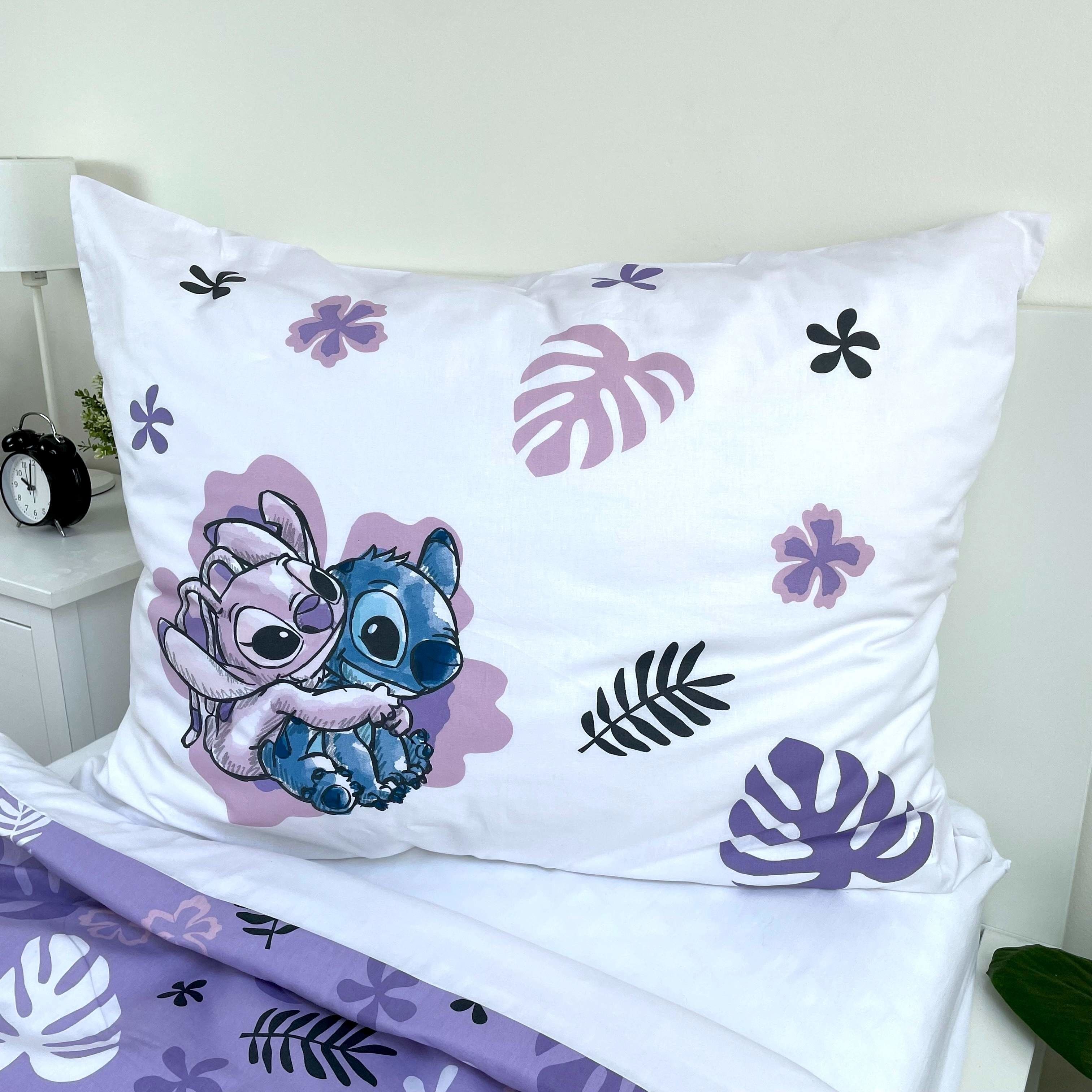 Parure De Lit Disney Stitch Pour Lit Bébé 100x135 Cm - 100% Coton, Réversible, Housse Couette + Taie D'oreiller - 14