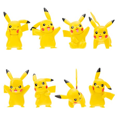 Bandai - Pokémon - 8 figurines de combat - Pack de 8 figurines Pikachu -  JW2604