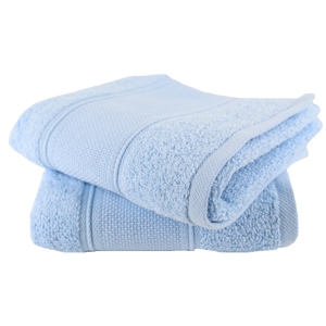 Lot De 3 Serviettes De Bain Coton éponge Avec Bande Aïda - 100x150 Cm, 50x100, 30x50 - Bleu Lagon