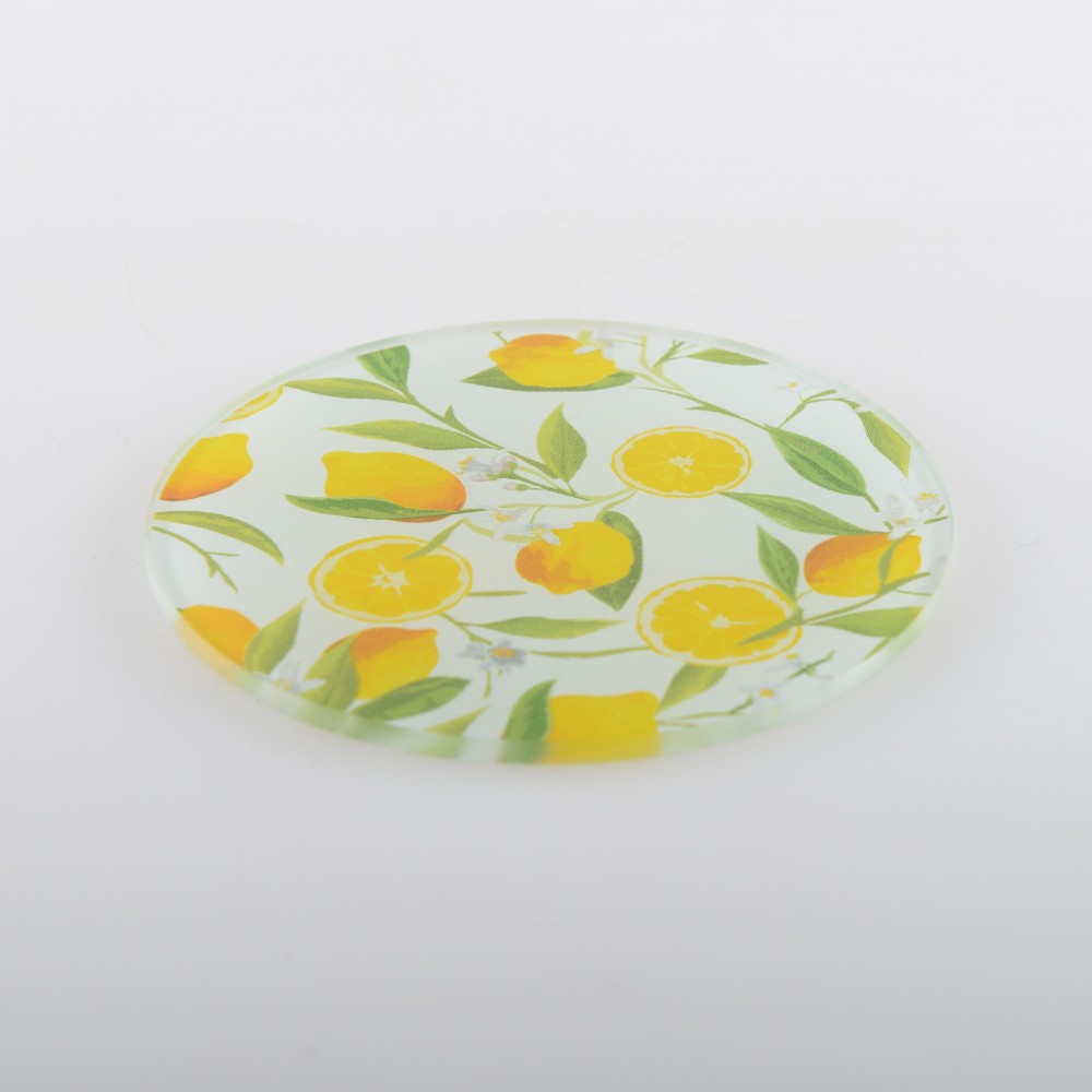 Dessous De Bouteille En Verre Jaune - Occasion En Bon état - Idéal Pour Déco Ou Protection De Table