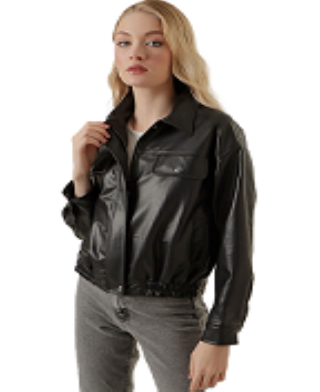 Veste Moto Simili Cuir Noir American Culture - Taille L Femme, Matelassée, Occasion Très Bon état