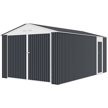 Garage métal anthracite 15,50 m² + kit d'ancrage Garage métallique