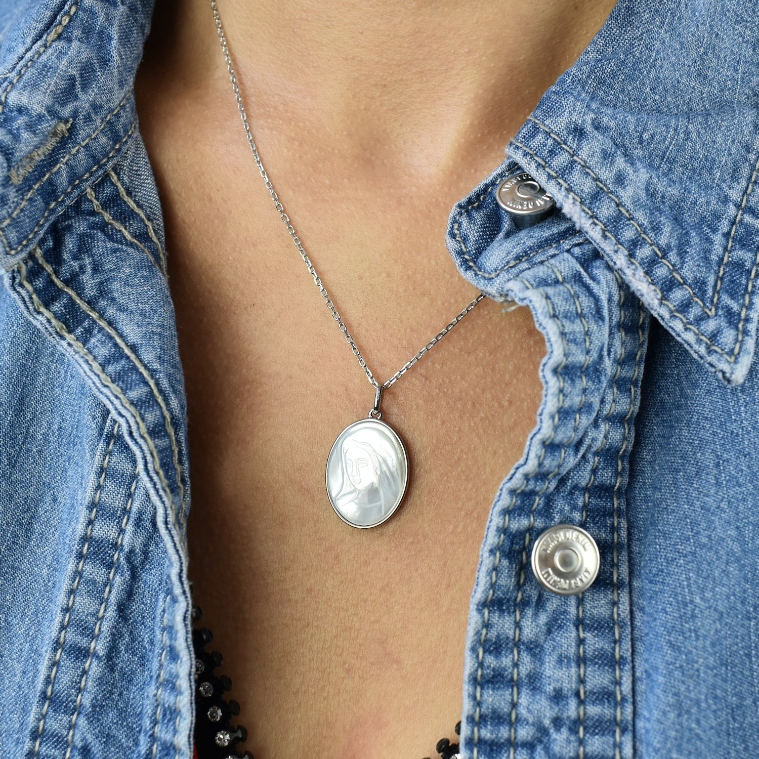 Collier En Argent Massif Martelé Marie-Claire GALLARD - Mailles Ovales - Longueur 60 Cm - Occasion Bel état