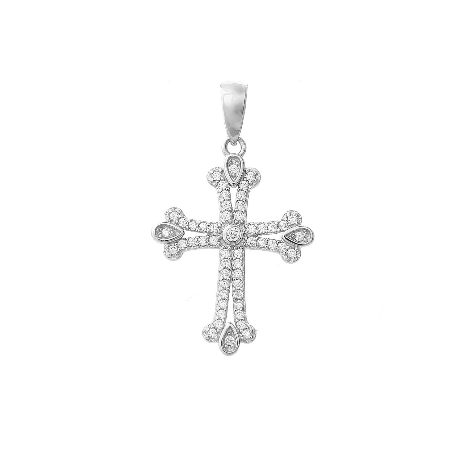 Pendentif Croix Plaqué Or 18 Carats – Zirconium – Moderne – Tata Gisèle