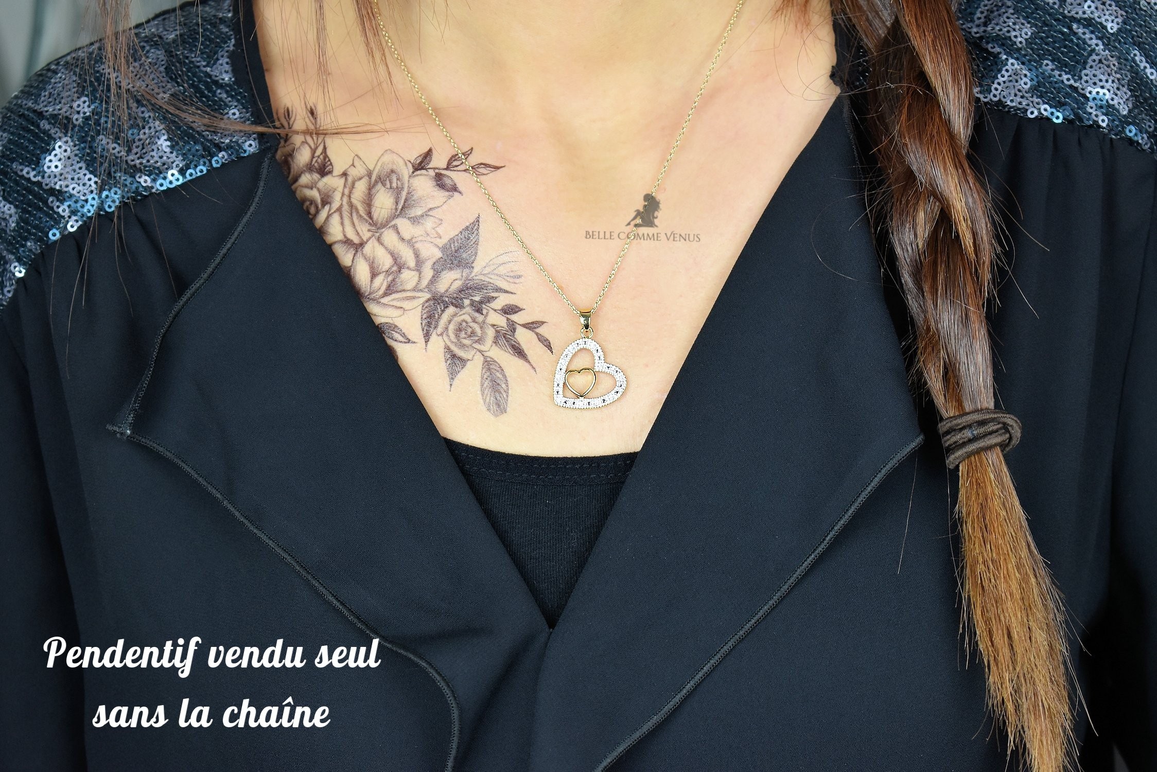 Pendentif En Or Gris 18 Carats Avec Oxydes De Zirconium - Sobre Et élégant - Neuf Sans Emballage