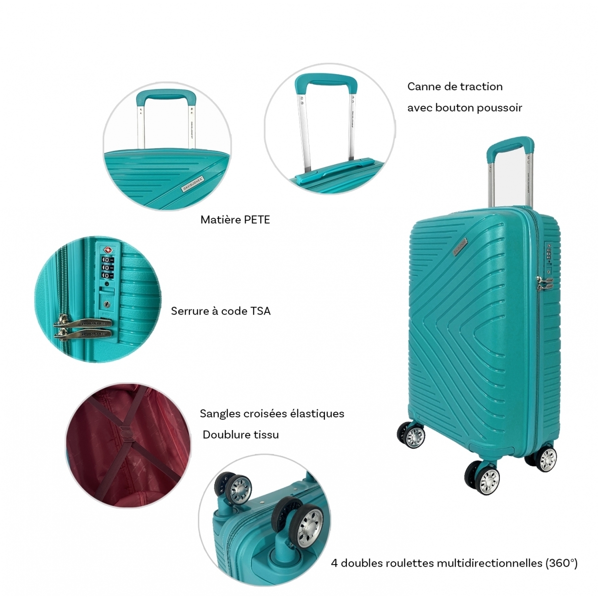 Lot De 4 Sangles à Bagages TSA Avec Boucles Inox – Noires, 2 Pouces X 6 Pieds, Résistance 500 Lb