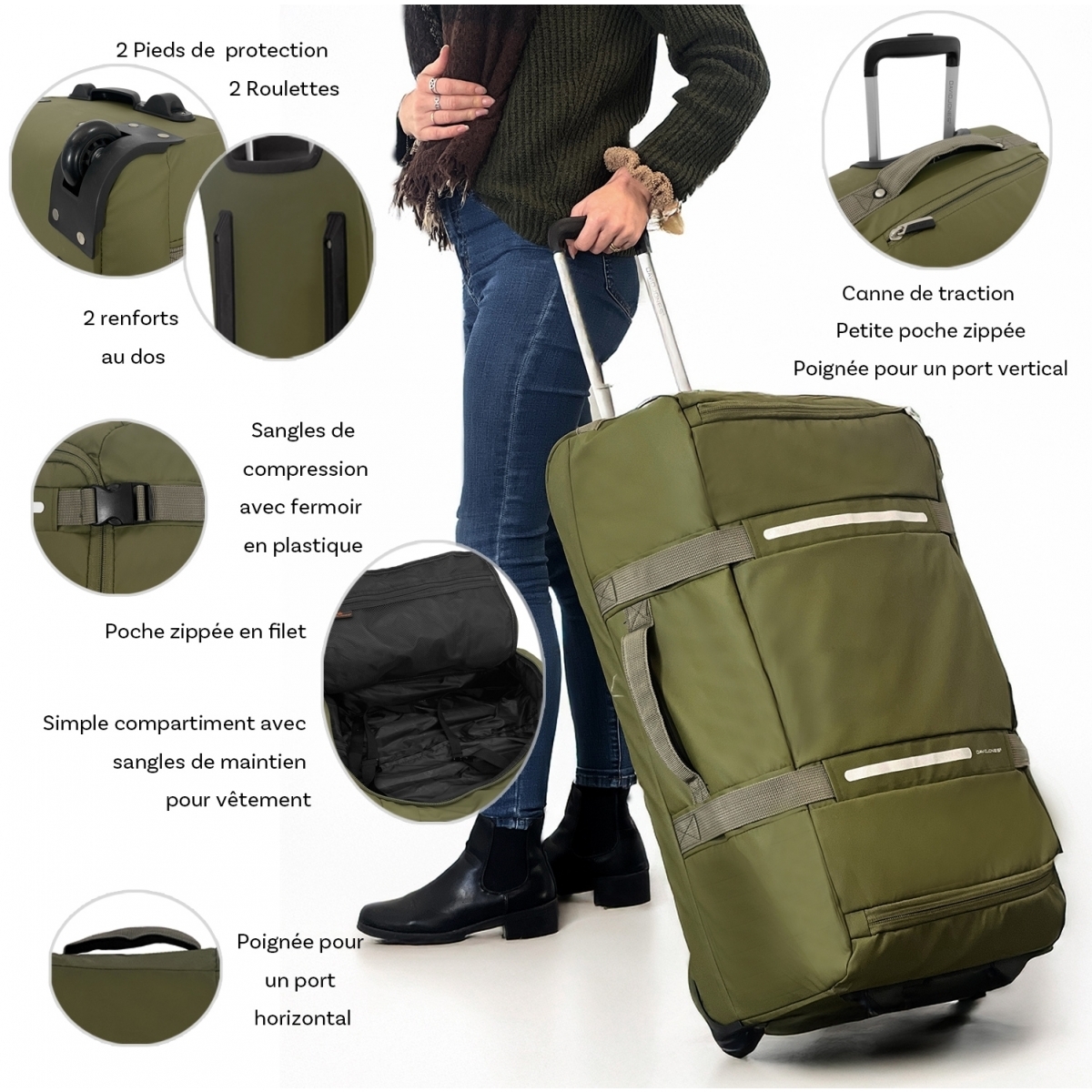 Sac De Voyage à Roulettes France Bag Avec Poignée Télescopique - Neuf En Emballage D'origine