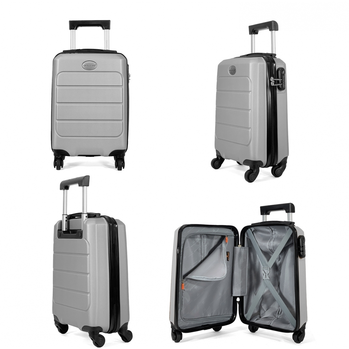 Set De 4 Valises De Voyage Rigide Valise  55+65+74cm  à 4 Roulettes Avec Serrure Tsa Sac De Voyage Ryanair 40x20x25cm Noir