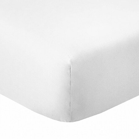 Drap housse 200x200 +35 cm 100% Coton 57 fils Blanc au meilleur prix