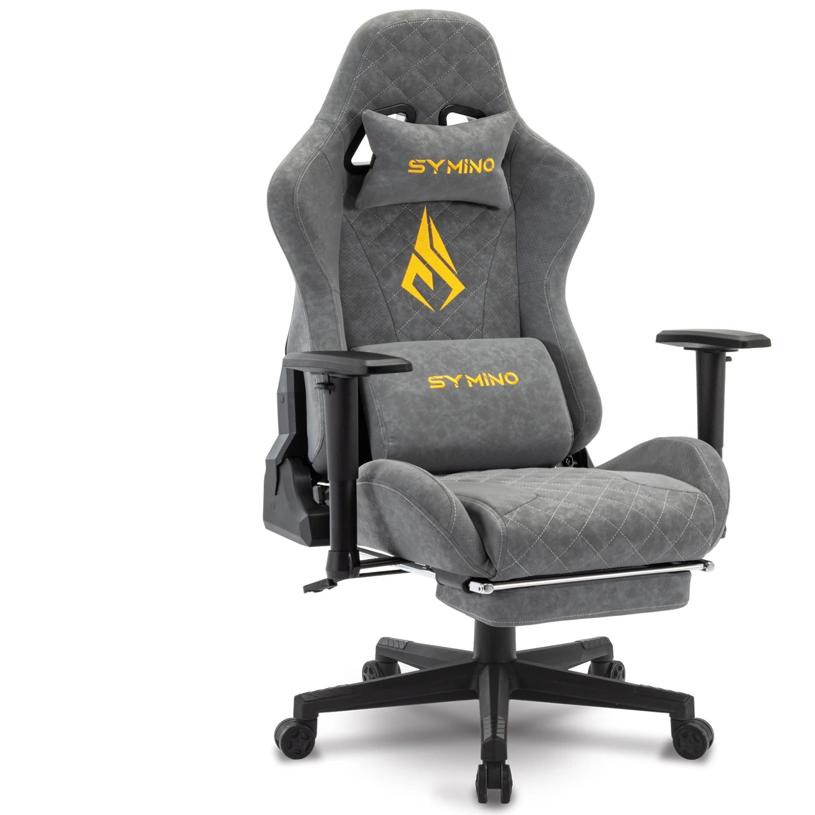 Chaise De Bureau Ergonomique Symino - Imitation Daim - Repose-pieds Et Hauteur Réglables - Support 130 Kg - Noir