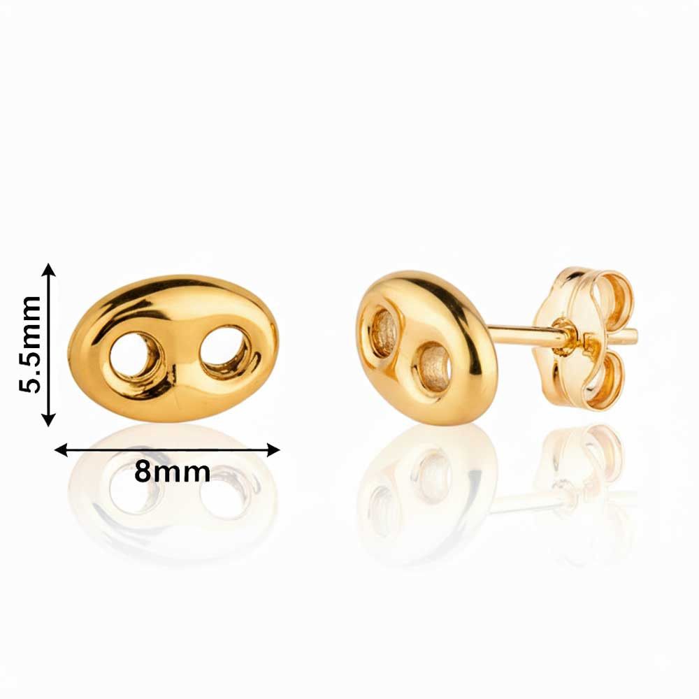 Boucles D'oreilles Puces Grain De Café – Plaqué Or 18 Carats, Fermoir Clous