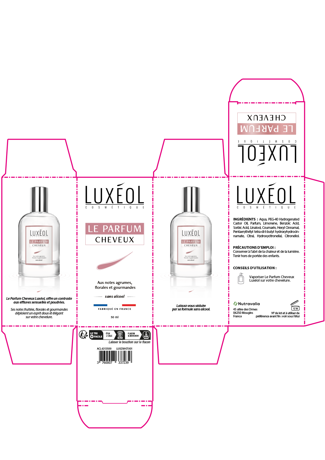 Parfum Pour Cheveux LUXEOL - Neuf Dans Son Emballage D'origine - Brume Parfumée Capillaire