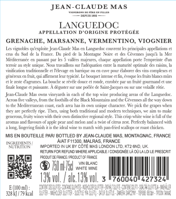 Jean Claude Mas les Hauts de Valmoure, 2024 Languedoc AOP