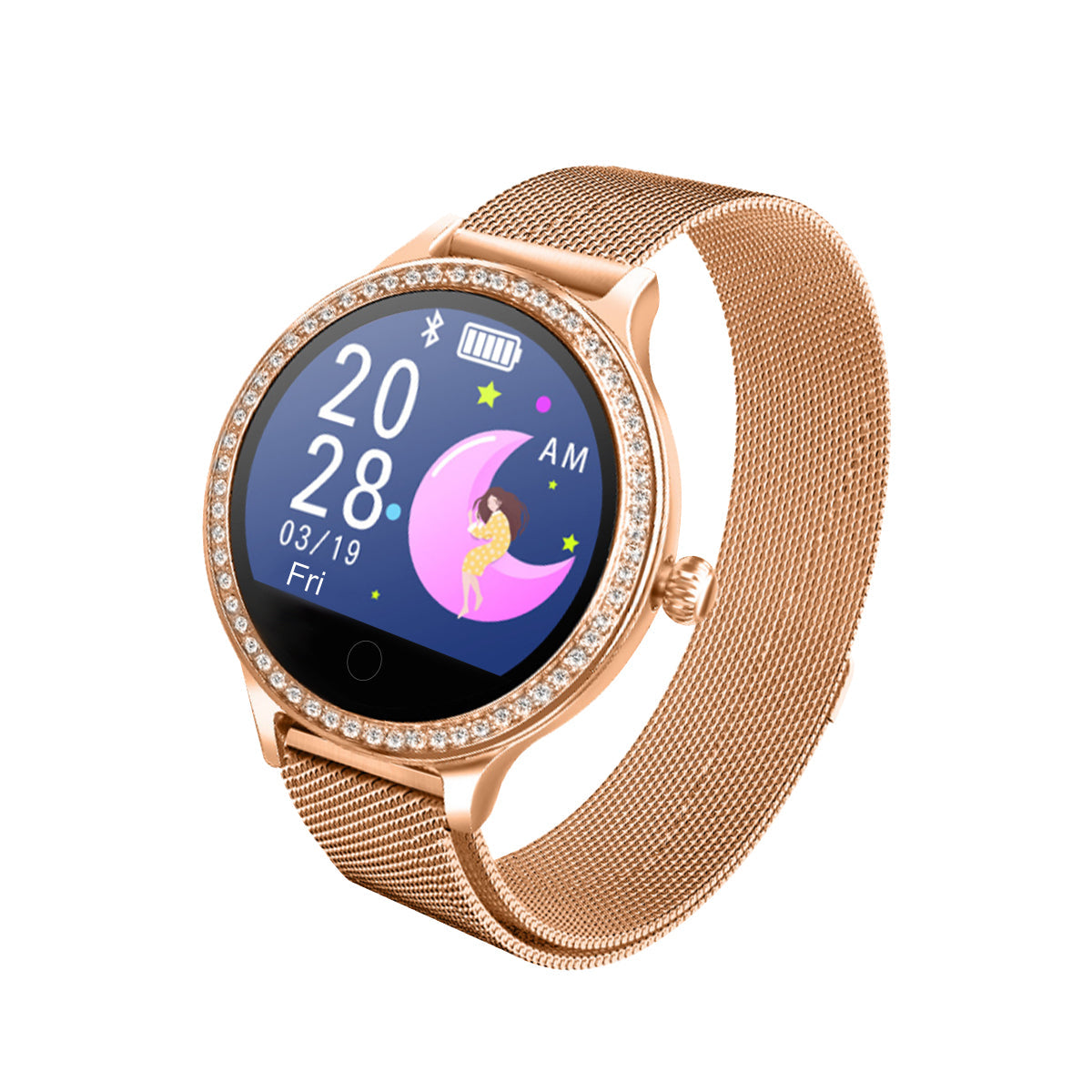 Montre Connectee Bluetooth Fashion Femme Avec Diamant Platyne au