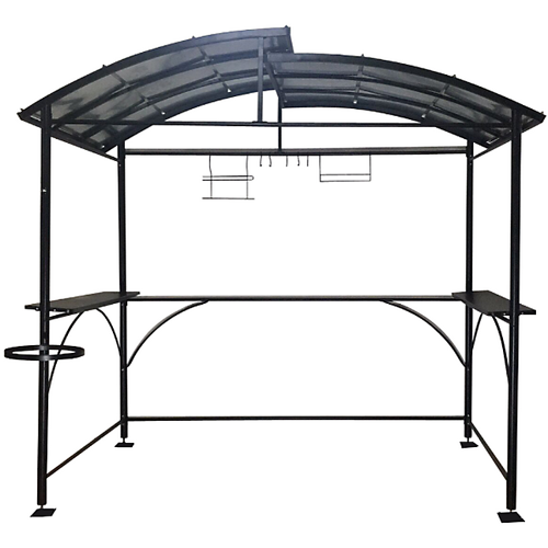 Carport barbecue autoportant à double toit finition époxy gris anthracite
