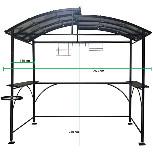 Carport barbecue autoportant à double toit finition époxy gris anthracite