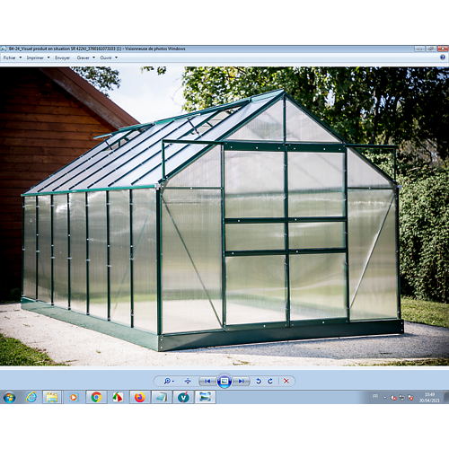 Serre de Jardin en polycarbonate, aluminium vert, 10,37m², Habrita, pas cher