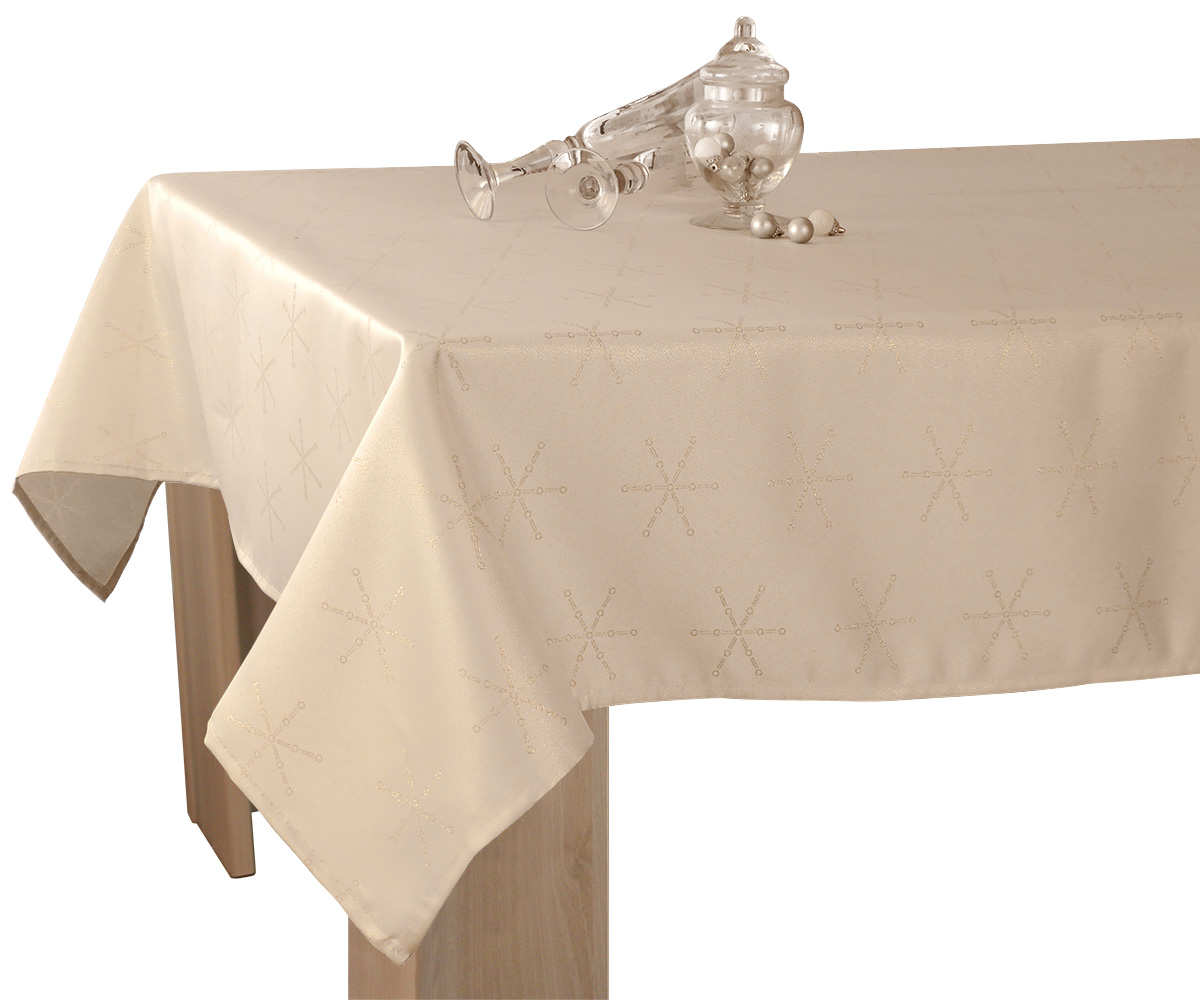 Nappe Ronde En Tissu Lavable 140cm | Revêtement Téflon Anti-taches, Effet Lotus | Argenté, Facile D'entretien - 3