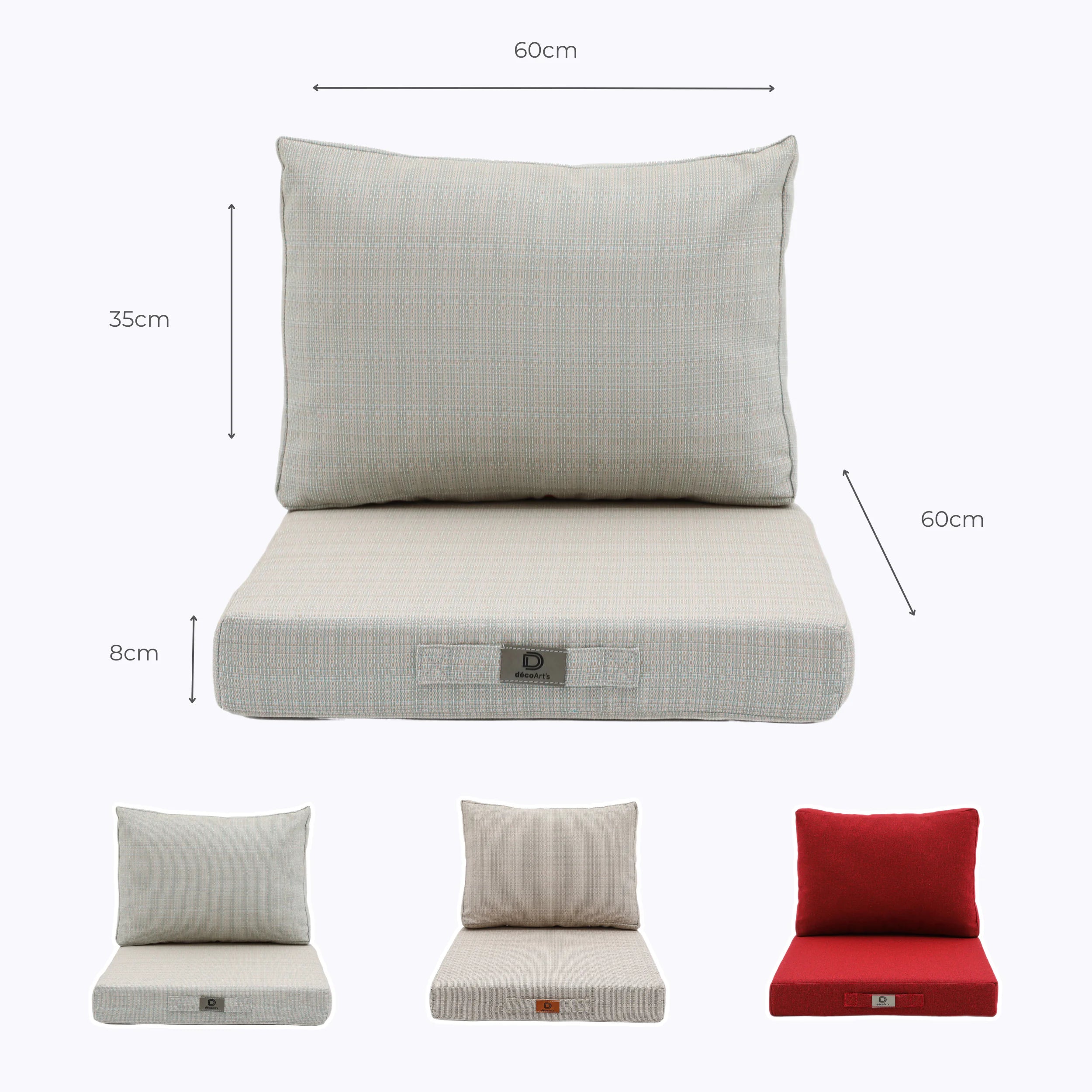 Lot De 2 Coussins Effet Lin Déhoussables (assise 50x50cm, Dossier 50x35cm) - Polyester Déperlant, Mousse Confort - Pour Fauteuil Véranda, Salon Jardin Protégé