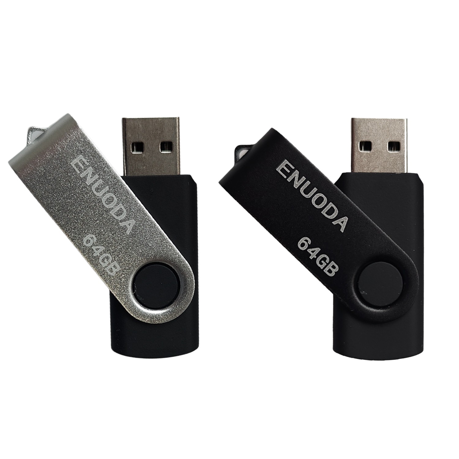 Lot de 2 Clé USB 64 Go ENUODA USB 2.0 Coloris noir & gris au