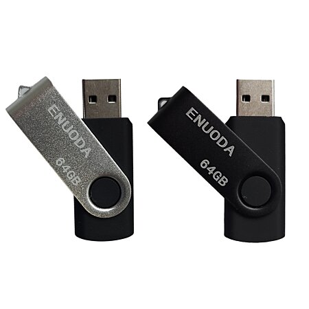 Lot de 2 Clé USB 64 Go ENUODA USB 2.0 Coloris noir & gris au meilleur prix