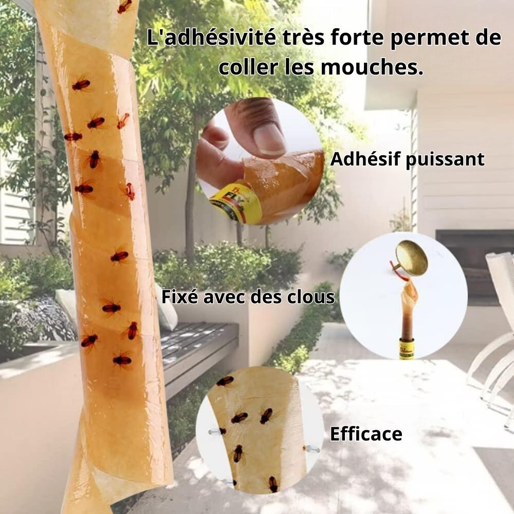 Rouleau Papier Attrape-Mouches Adhésif - Piège Insectes Mouches Moustiques Mites - Écologique