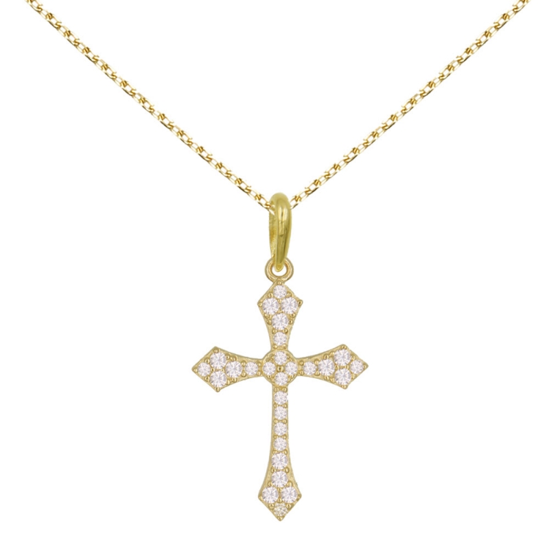 Collier Croix Or Jaune Chaine Dorée Offerte Femme ou Enfant